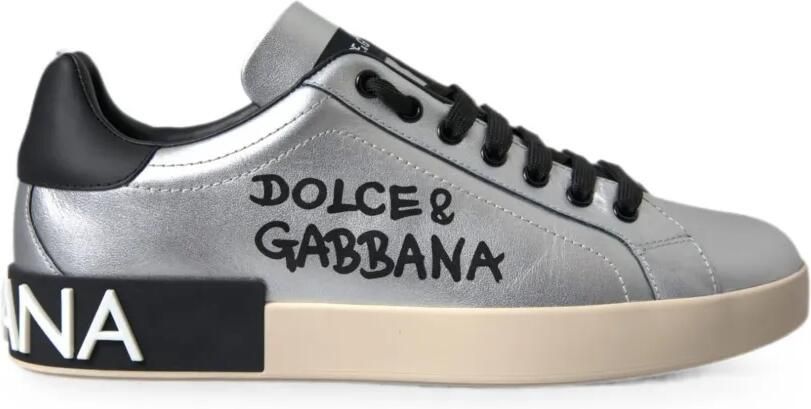 Dolce & Gabbana Portofino sneakers met logoprint Zilver