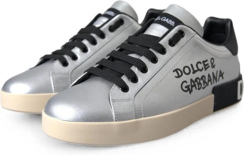 Dolce & Gabbana Portofino sneakers met logoprint Zilver - Foto 4