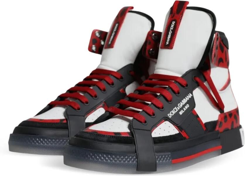 Dolce & Gabbana Portofino sneakers met luipaard-print en kalfshaar Rood - Foto 4