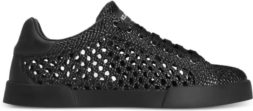 Dolce & Gabbana Portofino sneakers van geweven leer Zwart
