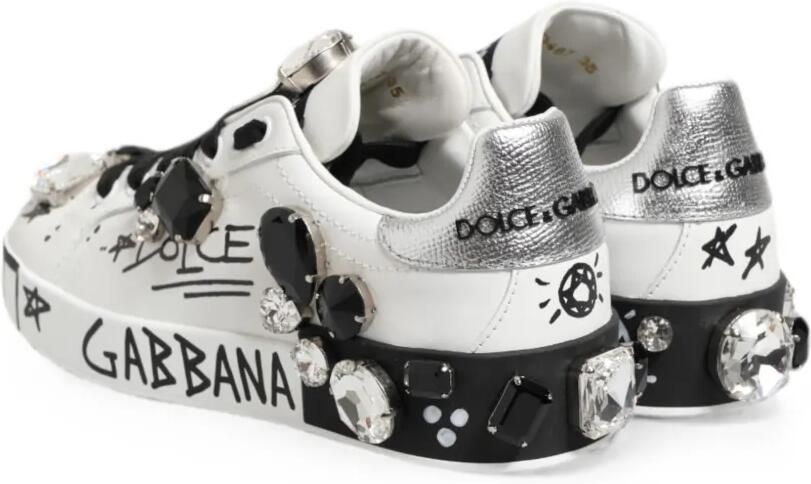 Dolce & Gabbana Portofino sneakers verfraaid met kristallen Wit - Foto 4