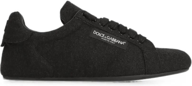 Dolce & Gabbana Portofino Soft leren sneakers met split Zwart