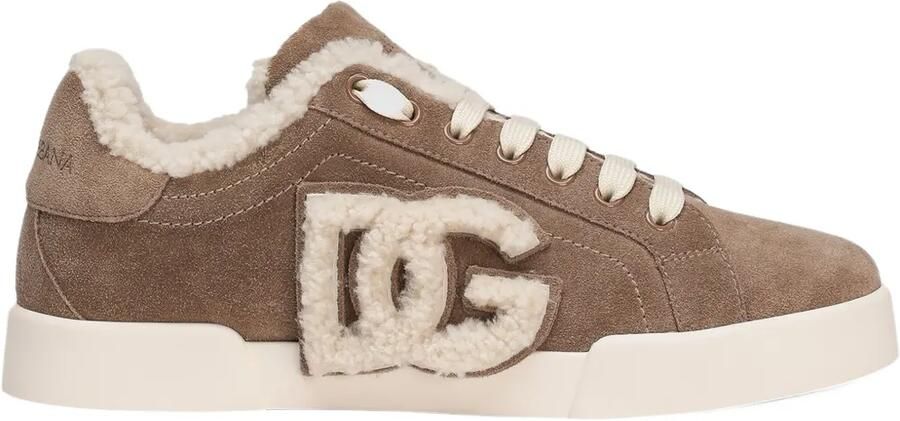 Dolce & Gabbana Portofino suède sneakers Beige