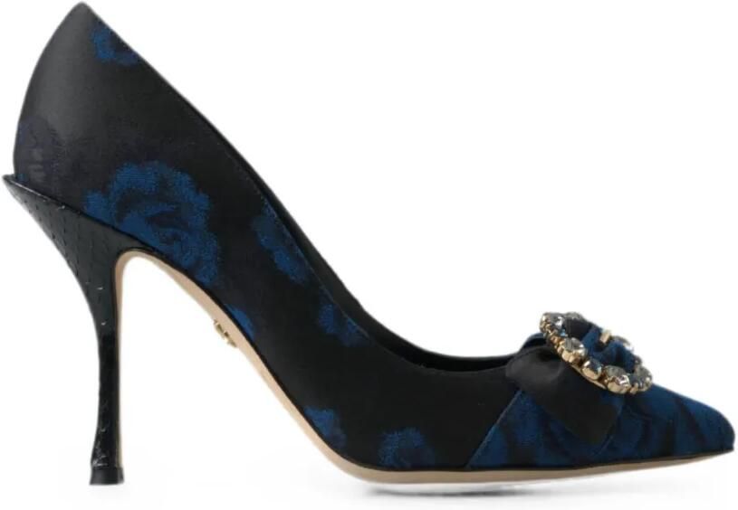 Dolce & Gabbana Pumps met bloemenbrokaat en kristallen gesp Zwart