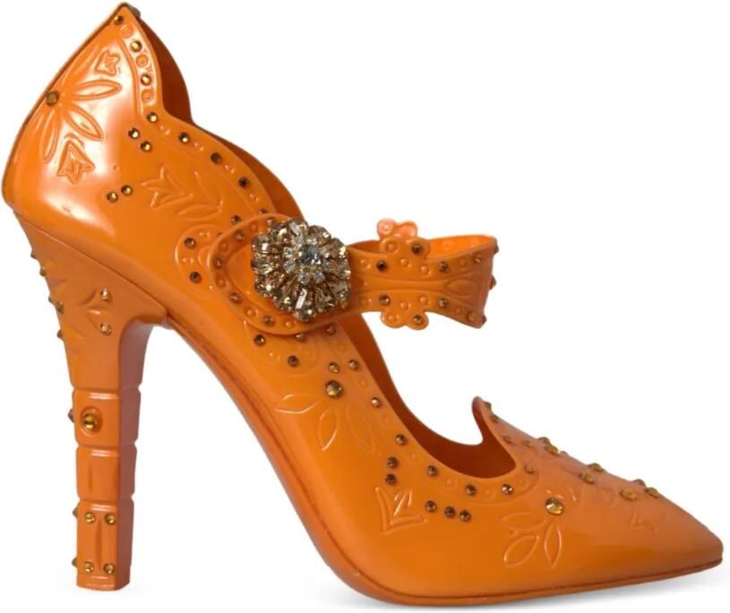 Dolce & Gabbana Pumps verfraaid met kristallen en bloemen Oranje