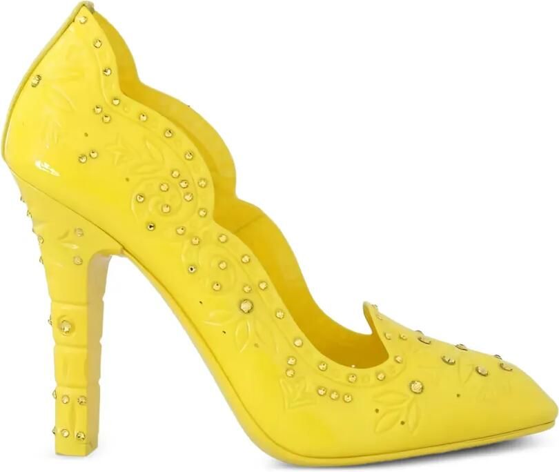 Dolce & Gabbana Pumps verfraaid met kristallen en bloemen-print Geel
