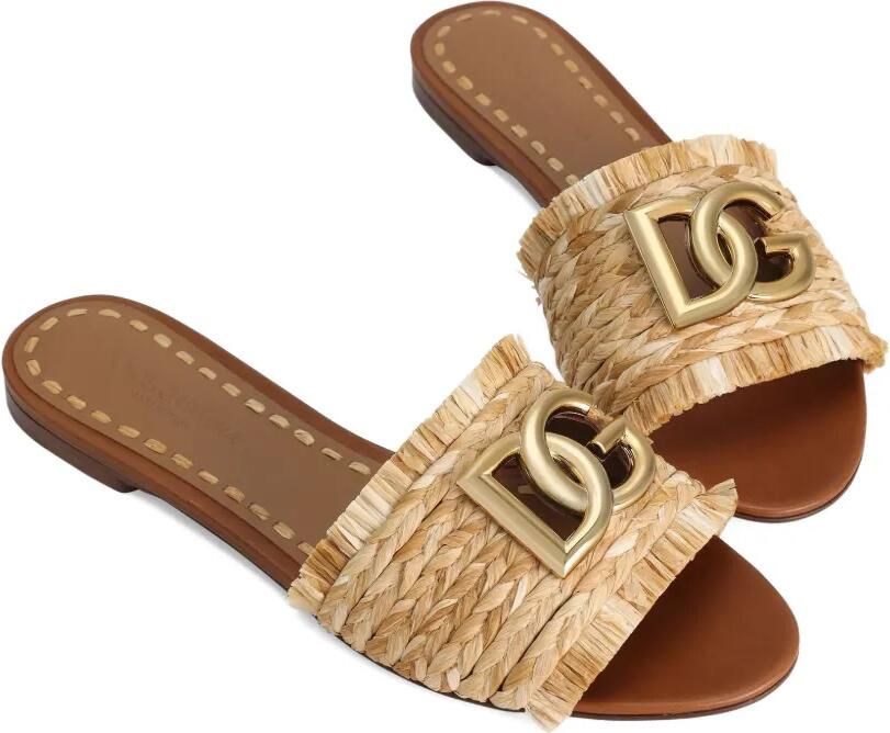 Dolce & Gabbana Raffia flatjes met logo Grijs - Foto 2