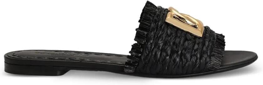 Dolce & Gabbana Raffia gevlochten slippers Zwart