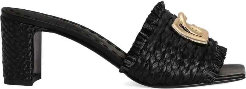 Dolce & Gabbana Raffia muiltjes met franje Zwart