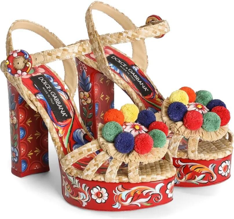 Dolce & Gabbana Raffia sandalen met plateauzool en borduurwerk Beige - Foto 2