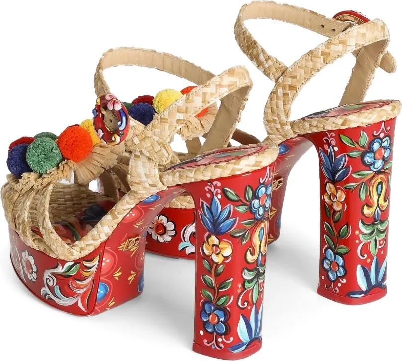 Dolce & Gabbana Raffia sandalen met plateauzool en borduurwerk Beige - Foto 3