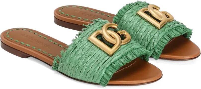 Dolce & Gabbana Sandalen met franje en logoplakkaat Groen - Foto 3