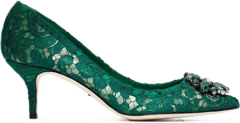 Dolce & Gabbana Rainbow Lace pumps met broche Groen
