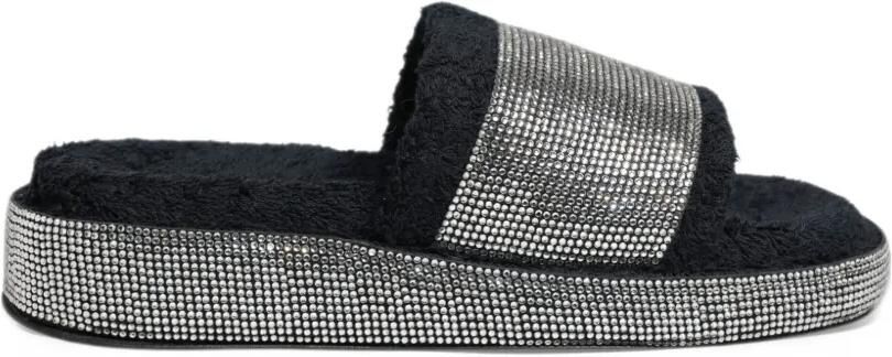 Dolce & Gabbana rhinestone-embellished platform slides Zilver