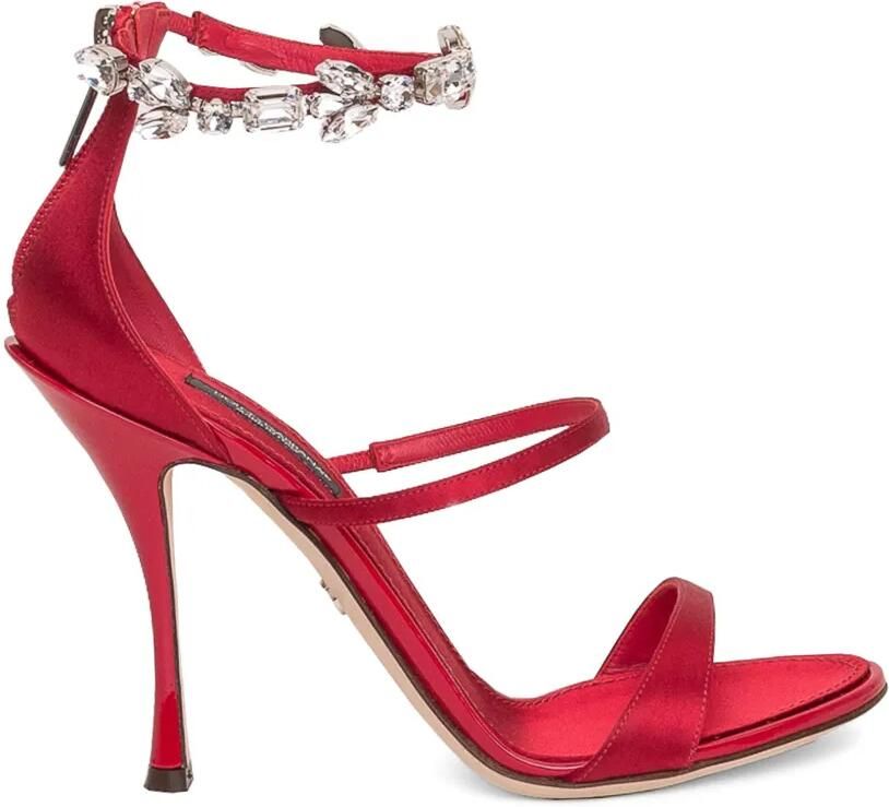 Dolce & Gabbana Rode 105 sandalen van satijn verfraaid met kristallen Rood