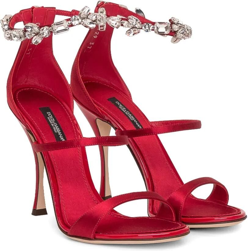 Dolce & Gabbana Rode 105 sandalen van satijn verfraaid met kristallen Rood - Foto 2
