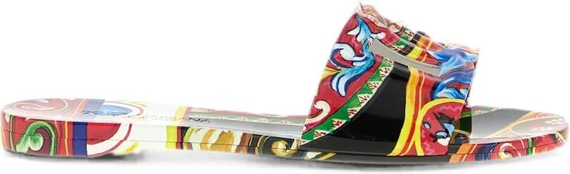 Dolce & Gabbana Rubberen slippers met Carretto-print Rood