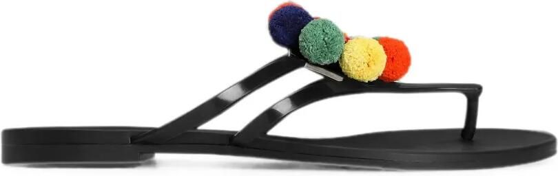 Dolce & Gabbana Rubberen slippers met pompons Zwart