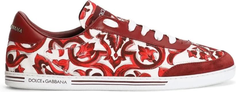 Dolce & Gabbana Saint Tropez Light katoenen sneakers met Majolica-print Rood