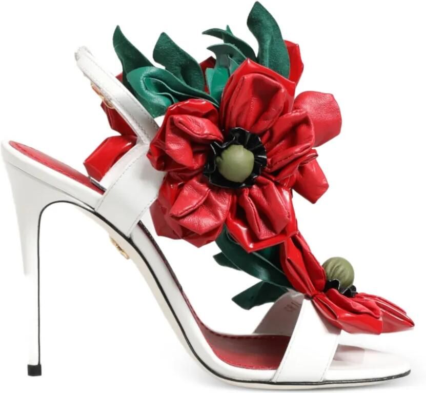 Dolce & Gabbana Sandalen met bloemen-applicatie en hak Wit