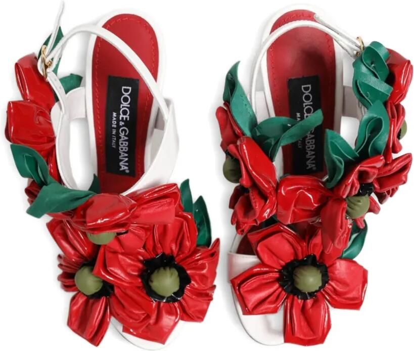 Dolce & Gabbana Sandalen met bloemen-applicatie en hak Wit - Foto 2