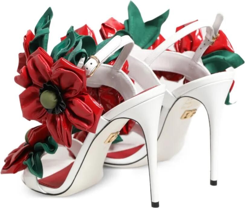Dolce & Gabbana Sandalen met bloemen-applicatie en hak Wit - Foto 4