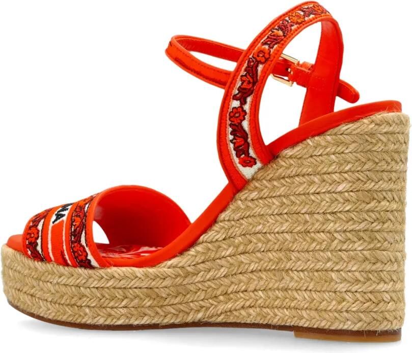 Dolce & Gabbana Sandalen met borduurwerk en sleehak Oranje - Foto 2