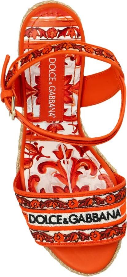 Dolce & Gabbana Sandalen met borduurwerk en sleehak Oranje - Foto 4