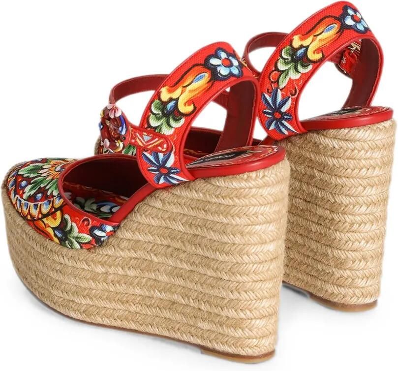 Dolce & Gabbana Sandalen met Carretto-print en sleehak Rood - Foto 4