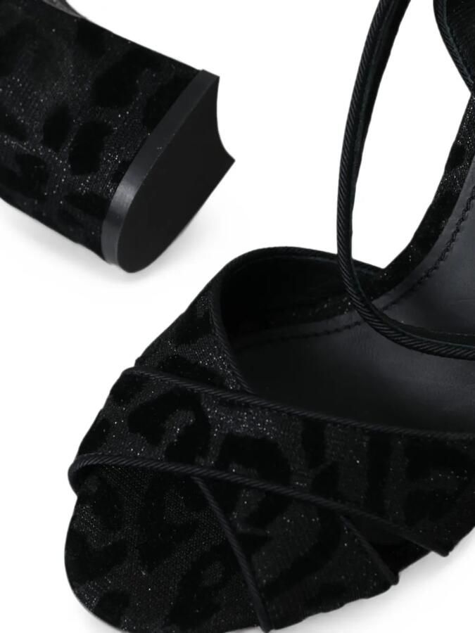 Dolce & Gabbana Sandalen met dierenprint en glitters Zwart