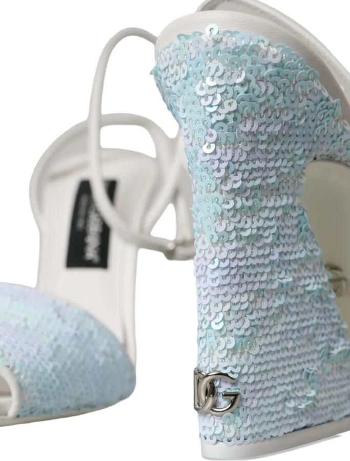 Dolce & Gabbana Sandalen met enkelbandje en pailletten Wit - Foto 4