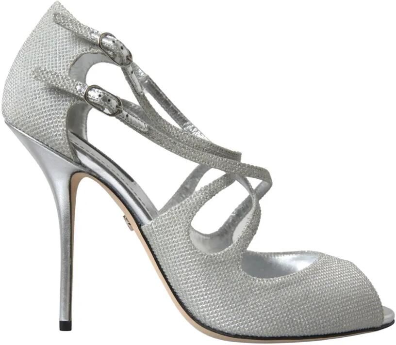 Dolce & Gabbana Sandalen met gekruiste bandjes en glitter Zilver