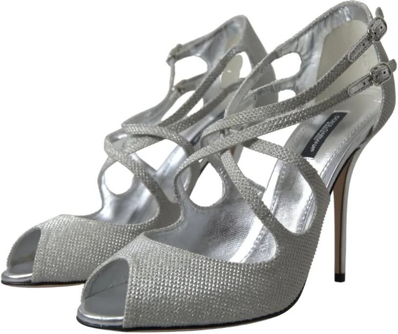 Dolce & Gabbana Sandalen met gekruiste bandjes en glitter Zilver - Foto 4