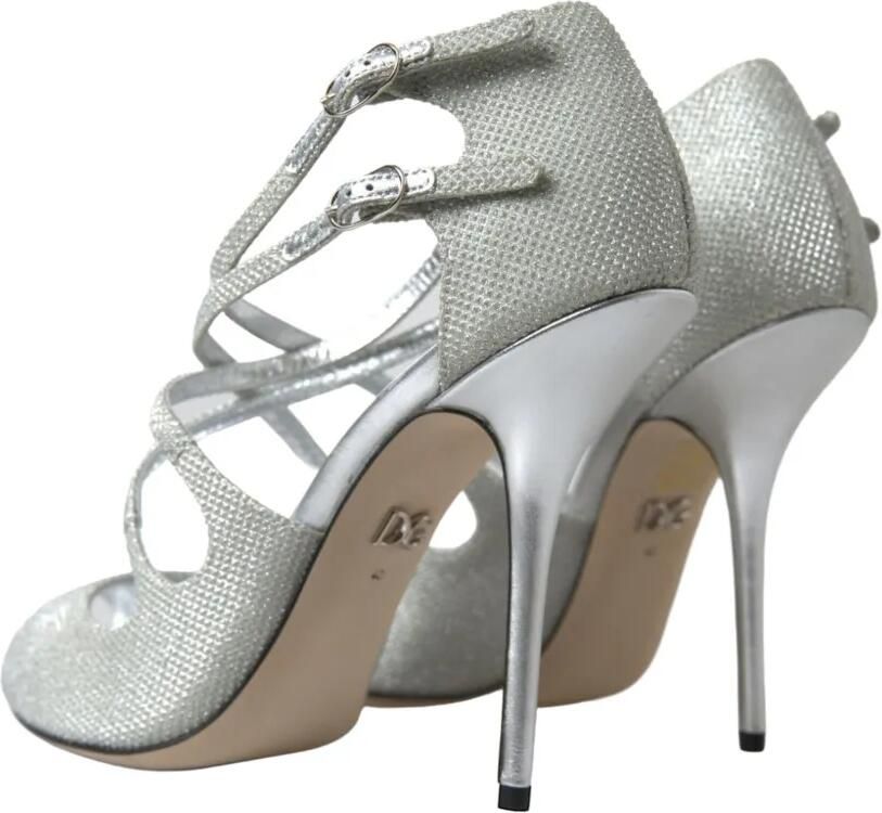 Dolce & Gabbana Sandalen met gekruiste bandjes en glitter Zilver - Foto 3