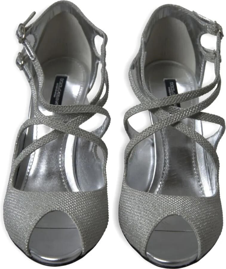 Dolce & Gabbana Sandalen met gekruiste bandjes en glitter Zilver - Foto 2