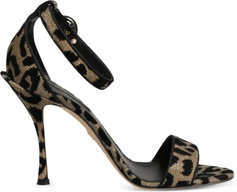 Dolce & Gabbana Sandalen met luipaard-print en enkelbandje Goud