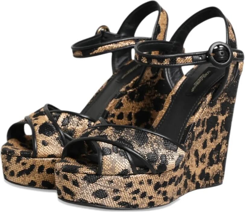 Dolce & Gabbana Sandalen met luipaardprint en plateauzool Beige - Foto 5