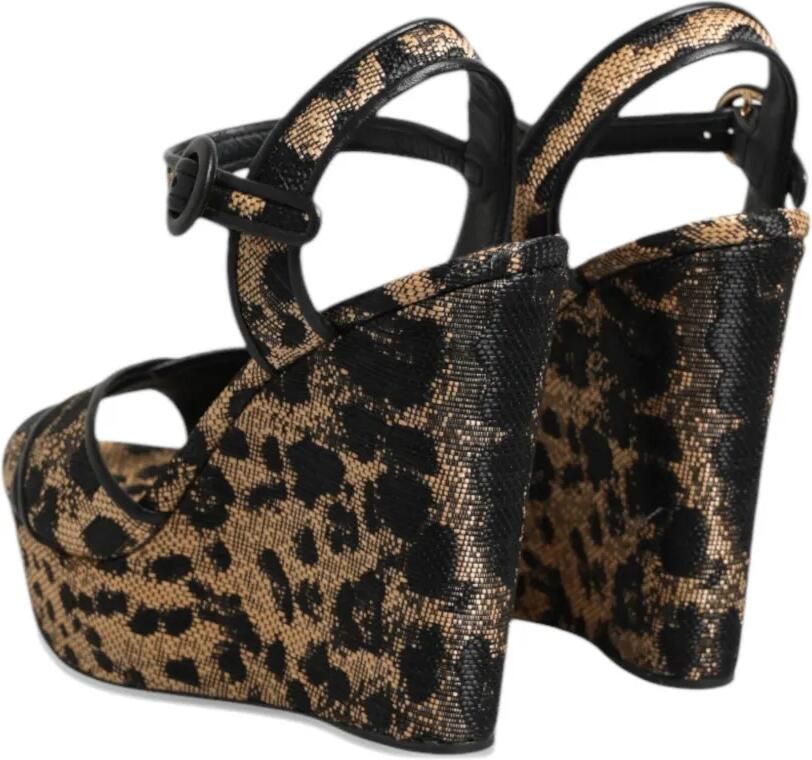 Dolce & Gabbana Sandalen met luipaardprint en plateauzool Beige - Foto 4