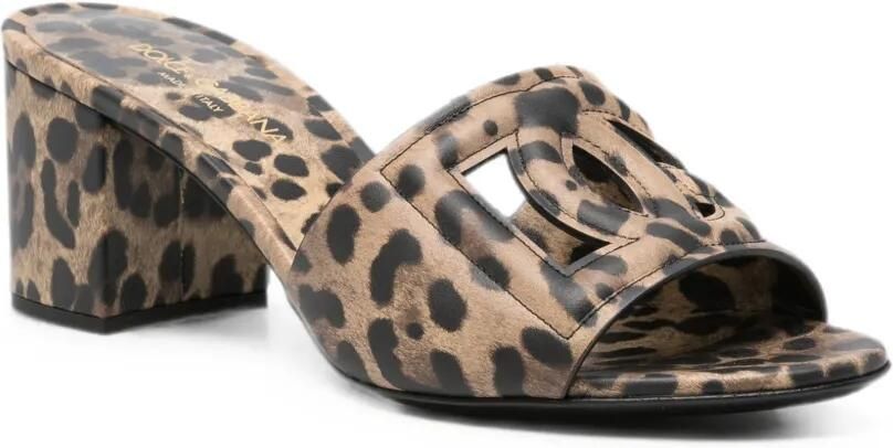Dolce & Gabbana Sandalen met luipaardprint en uitgesneden logo Beige - Foto 2