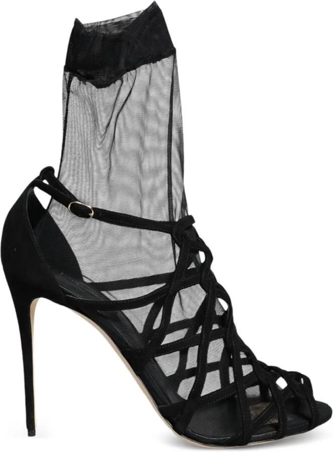 Dolce & Gabbana Sandalen met mesh vlak en gekooide hak Zwart