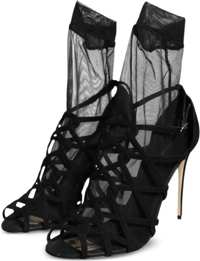 Dolce & Gabbana Sandalen met mesh vlak en gekooide hak Zwart - Foto 3