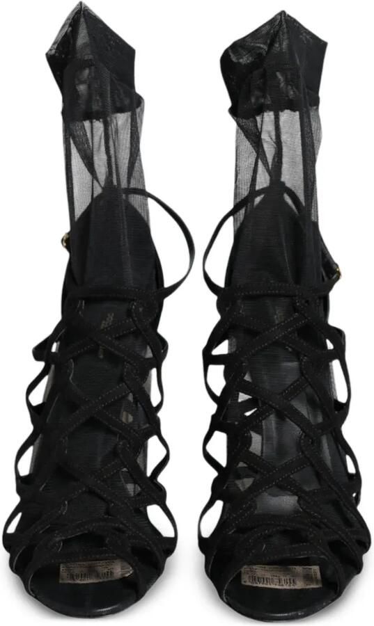 Dolce & Gabbana Sandalen met mesh vlak en gekooide hak Zwart - Foto 4