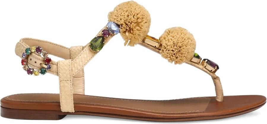 Dolce & Gabbana Sandalen met pompon detail Beige
