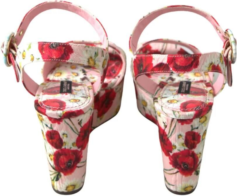 Dolce & Gabbana Sandalen met sleehak en bloemenprint Roze - Foto 3