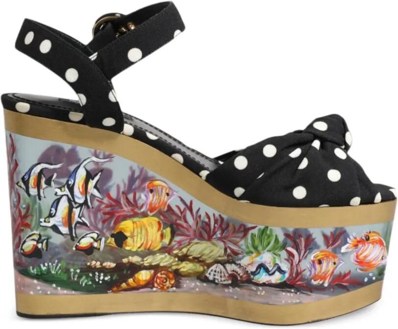 Dolce & Gabbana Sandalen met stippen en vis-patroon Zwart