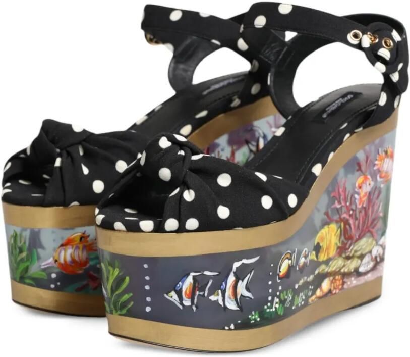 Dolce & Gabbana Sandalen met stippen en vis-patroon Zwart - Foto 4