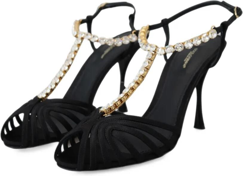 Dolce & Gabbana Sandalen met T-bandje en kristallen Zwart - Foto 3