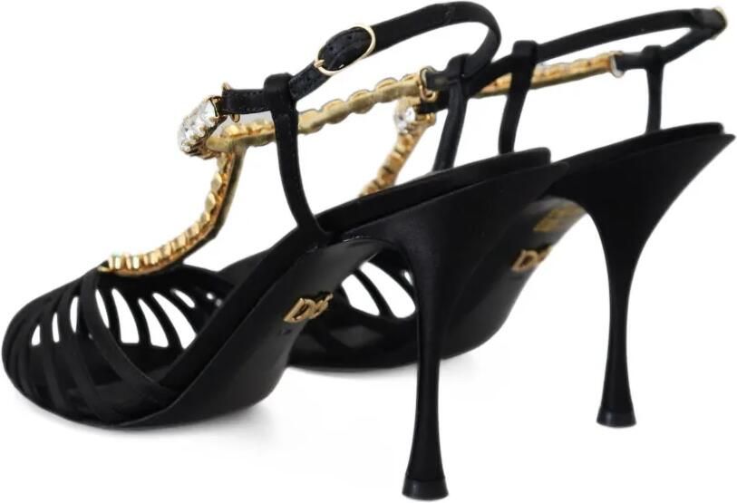 Dolce & Gabbana Sandalen met T-bandje en kristallen Zwart - Foto 4