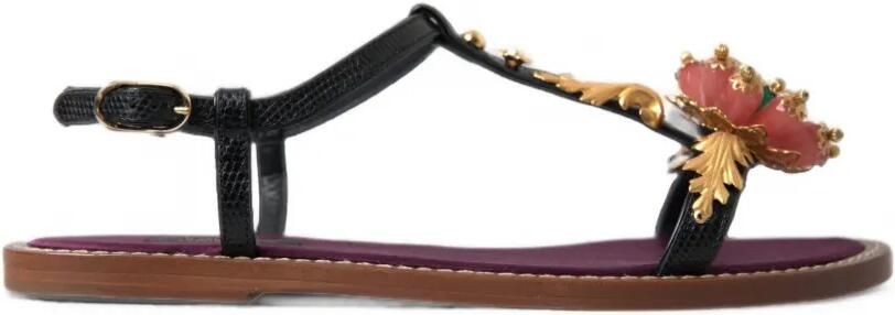 Dolce & Gabbana Sandalen verfraaid met bloemen Zwart