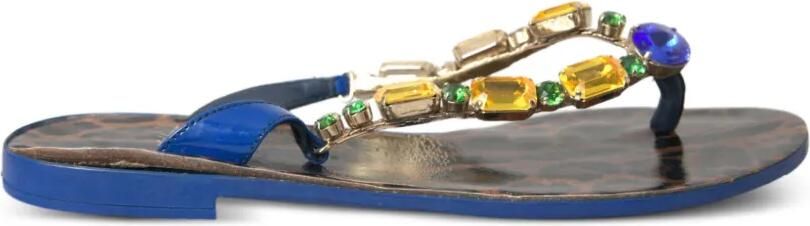 Dolce & Gabbana Sandalen verfraaid met edelsteen en luipaardprint Blauw
